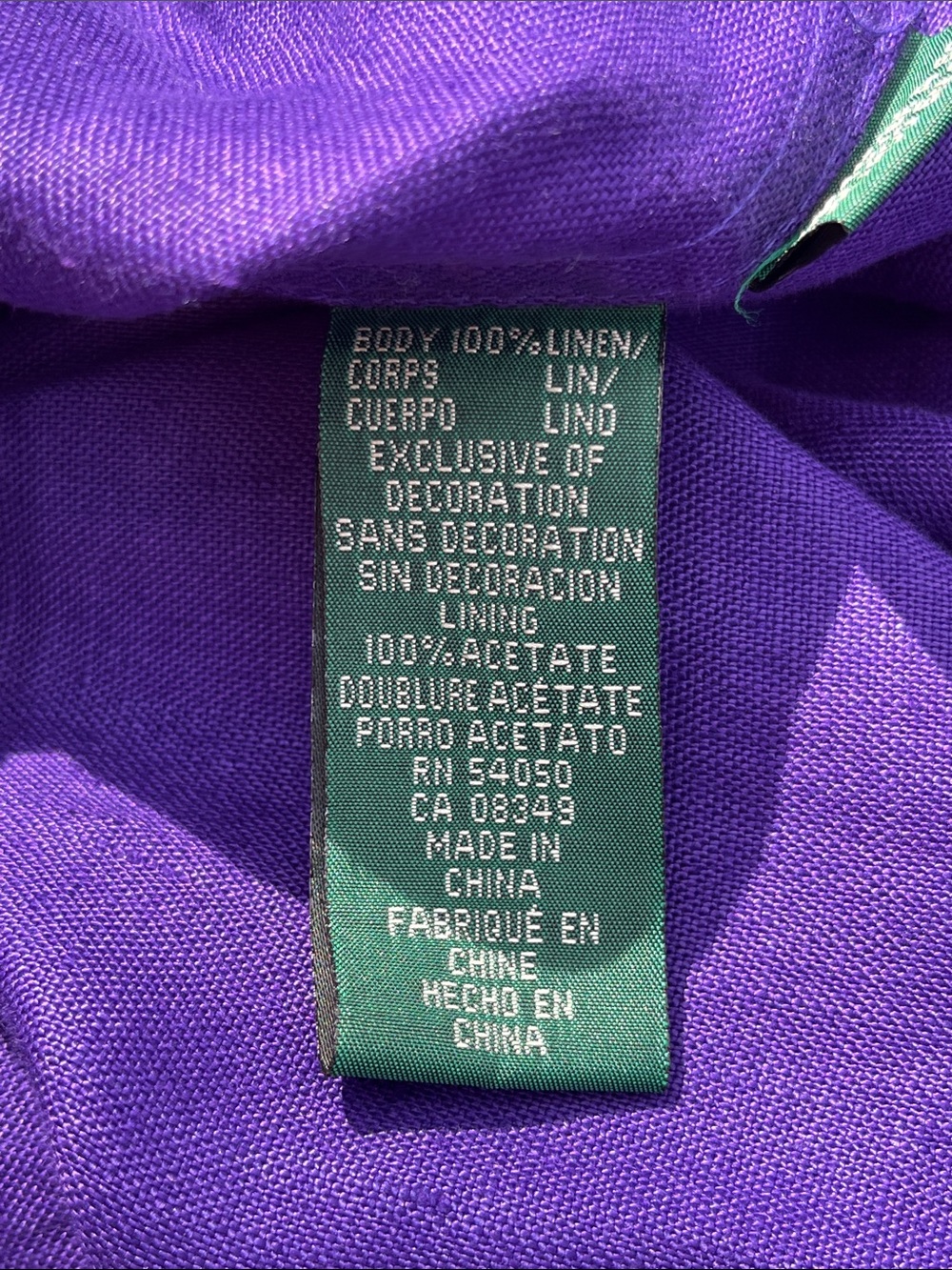 Lauren Ralph Lauren Bright Purple Linen Logo Crest Blazer - Picture 6 of 6